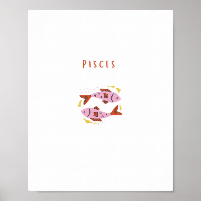Peixes Rosa, zodíaco, impressão de signo estelar (Frente)