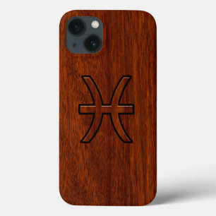 Peixes Símbolo Zodiac Brown Mahogany estilo madei