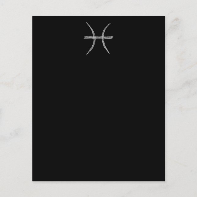 Peixes. Sinal de Astrologia Zodíaca. Preto. (Frente)