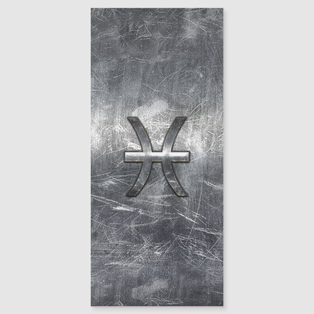 Peixes Sinal de Zodíaco no Estilo de Aço Prateado  (Frente)