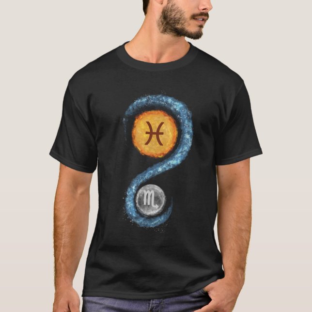 Peixes Sun Scorpio Moon Sinal Zodiac T-Shirt (Frente)