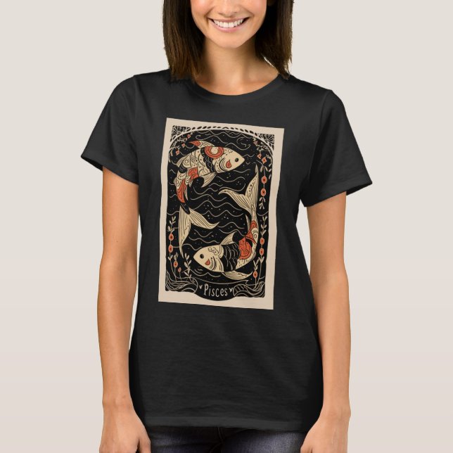 Peixes - T-Shirt Celestial Zodiac Art (Frente)