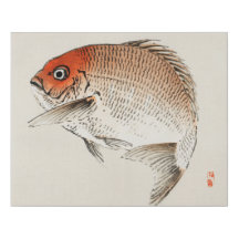 Peixes Tai (Seabream Vermelho) de Kōno Bairei