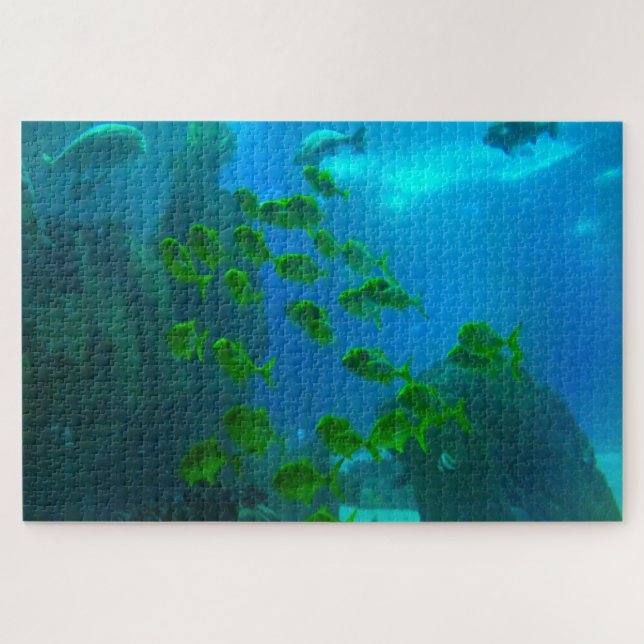 Peixes Tropicais em um Aquário. Quebra-cabeça (Horizontal)