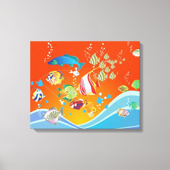 Peixes Tropicais na Canvas oceânica (Frente)