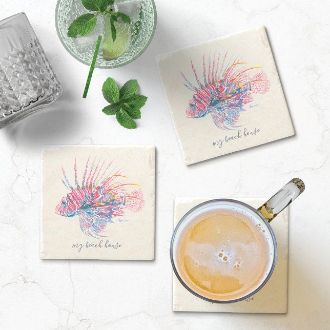 Peixes Tropicais Porta copos de Pedra de Linonfish (Criador carregado)