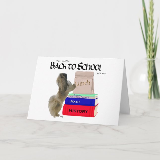 Pekingese de volta ao Cartão de Saudação Escolar (Frente)