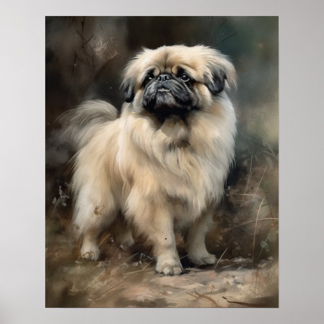 Pekingese Dog Art Impressão (Frente)
