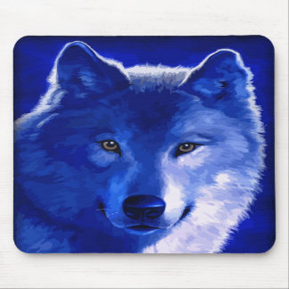 Pela luz do lobo azul Mousepad da lua
