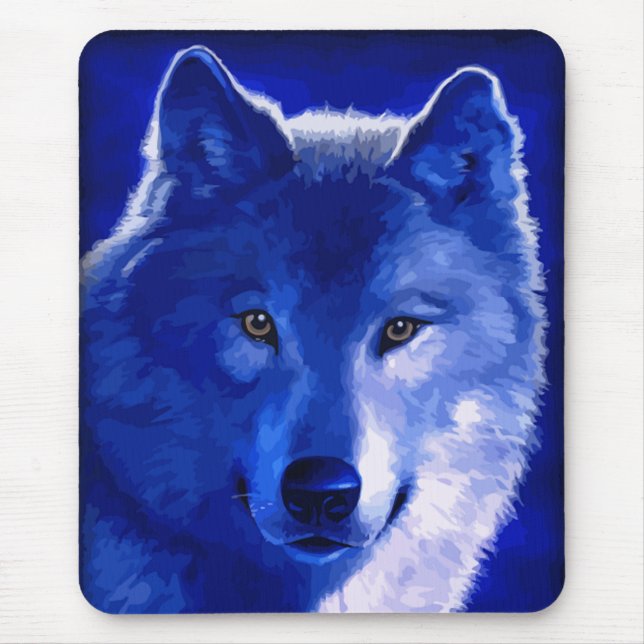 Pela luz do lobo azul Mousepad da lua (Frente)