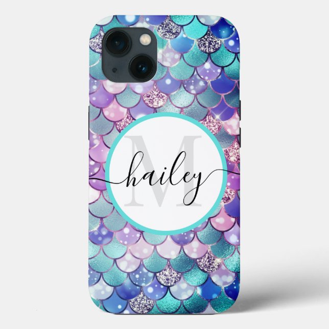 pele azul verde de sereia com brilho Case-Mate i (Verso)