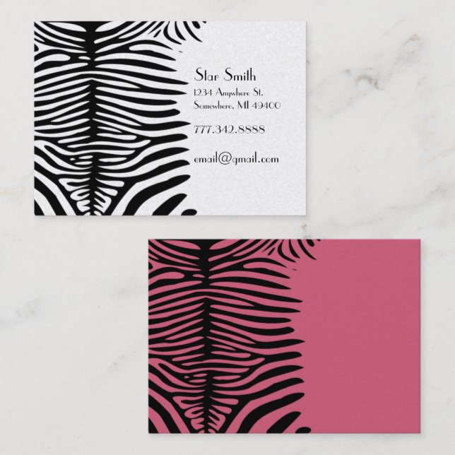 Pele de Zebra Clássica em Qualquer Cartão de Cores (Frente/Verso)