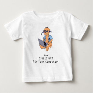 Pele Nerdy de Tan do t-shirt do bebê do computado