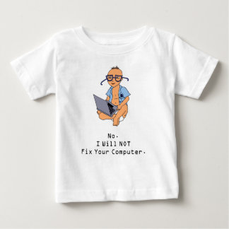 Pele Nerdy de Tan do t-shirt do bebê do computador