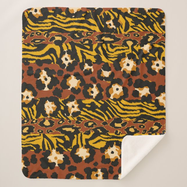 Peles de leopardo e de tigre selvagens com mantas  (Frente)