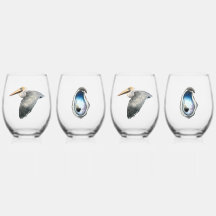 Pelican & Oyster Stemless Wine Glass - 4 set