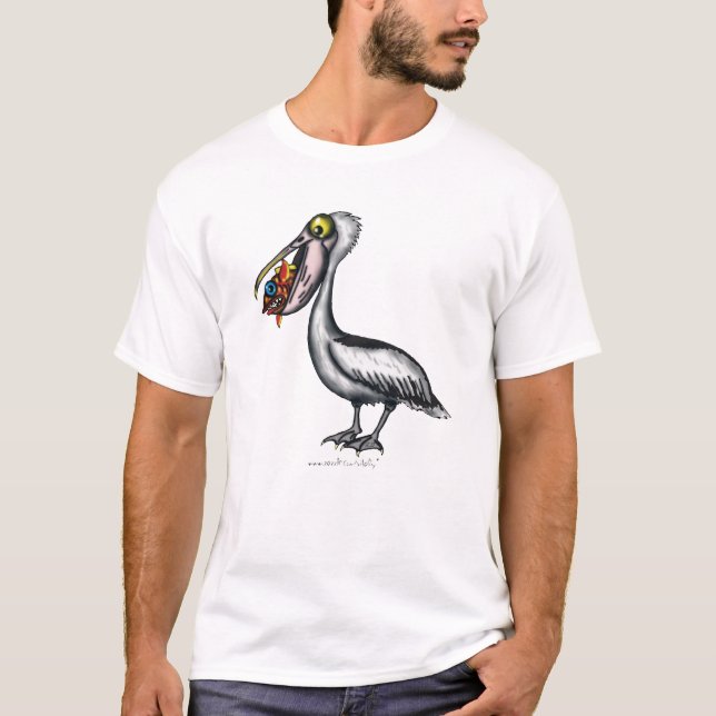 Pelicano bonito engraçado com o t-shirt irritado (Frente)