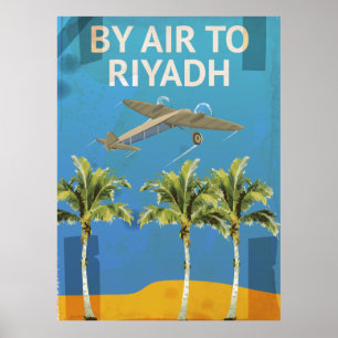 Pelo ar ao poster das viagens vintage de Riyadh