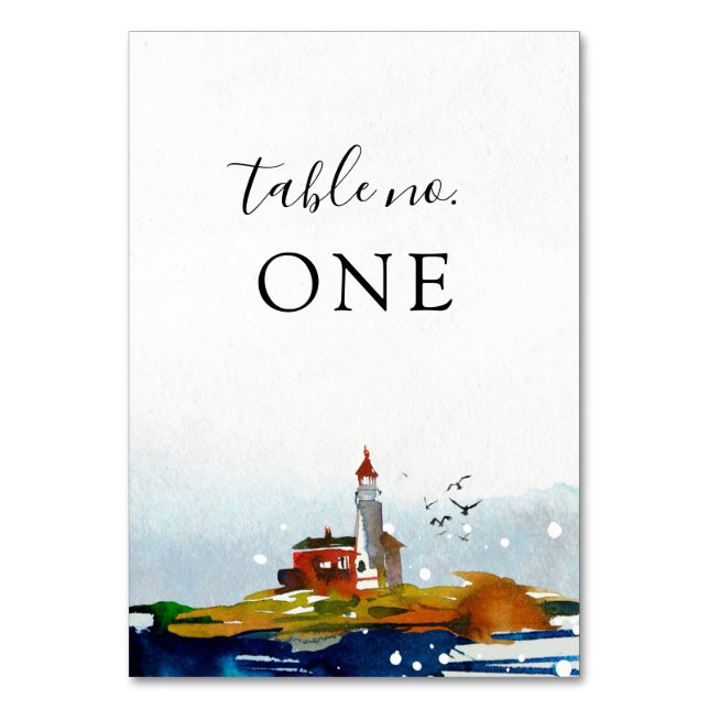 Pelo Cartão De Mesa De Casamento Marítimo (Frente)