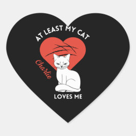 Pelo Menos Minha Gata Me Ama Um Autocolante Person