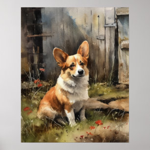 Pembroke Welsh Corgi Dog Art Impressão Poster