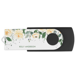 Pen Drive Aquarela Botânica Monogramada na Moda