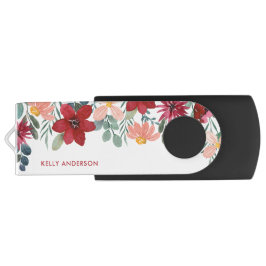 Pen Drive Capa de Folhagem Monogramada Botânica Moderna e Te