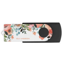 Pen Drive Capa de Laptop Tropical Feminina com Aquarela Mono