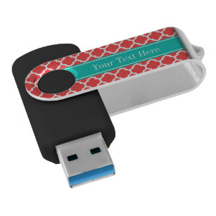 Pen Drive Coral Red What Marroquino #5 Nome Teal Monograma