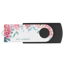 Pen Drive Decalque de Padrão Floral Botânico de Folhagem na