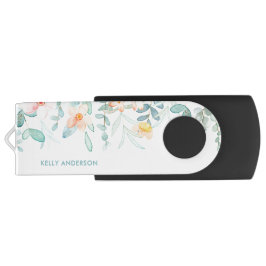 Pen Drive Decalque Tropical Floral Feminino de Aquarela Mode