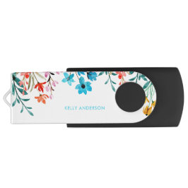 Pen Drive Floral Feminina com Aquarela e Monograma