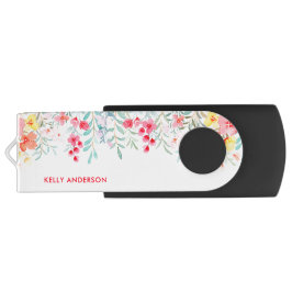 Pen Drive Monograma de Menina Tropical Aquarela