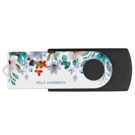 Pen Drive Padrão de Folhagem Tropical Feminino e Delicado
