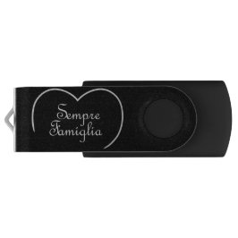 Pen Drive Sempre Famiglia Coração Italiano "Família Sempre"