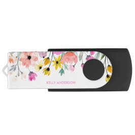 Pen Drive Tendência Botânica do Padrão Floral Chic