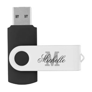 Pen Drive Unidade flash USB monograma de nome personalizado
