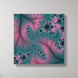 Pena sobre turquesa de rendas e Canvas rosa