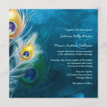 Penas Coloridas Tema Peacock Convite de Casamento