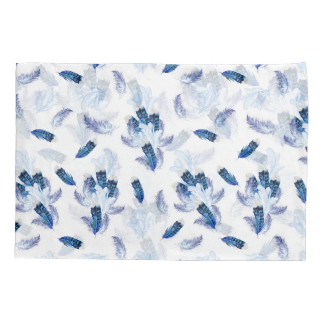 Penas com tom azul de papagaio branco exótico repe (Verso)