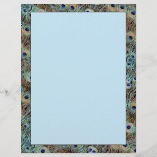 Penas da Cauda do Peacock Design 8.5 x 11 Papel de (Frente)