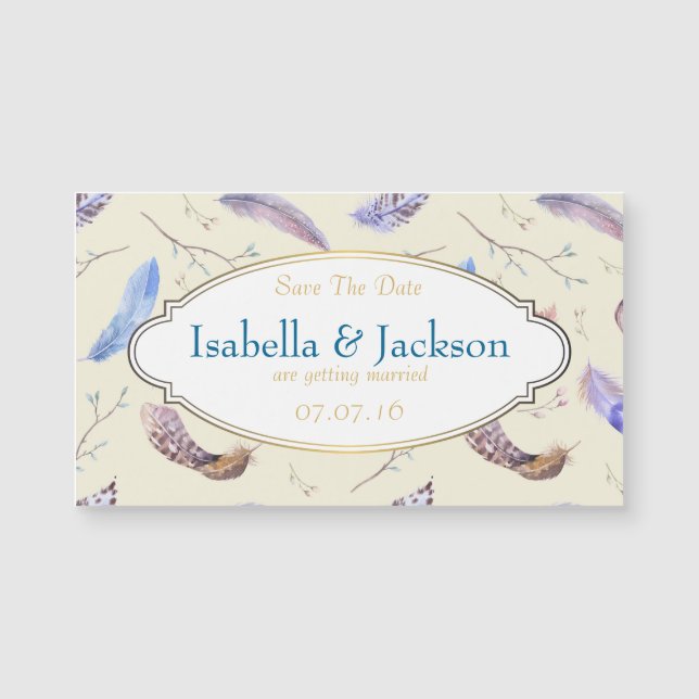 Penas de Aquarela e Quadro de Rico Salvar a Data (Frente)