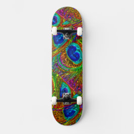 Penas de Pavão Arte em Vidro Skateboard 1