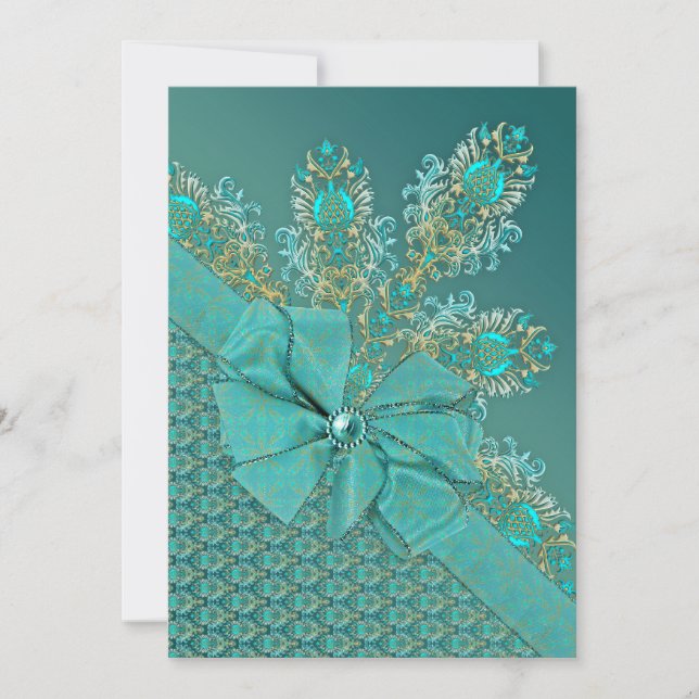 Penas de peacock, belo convite (Frente)