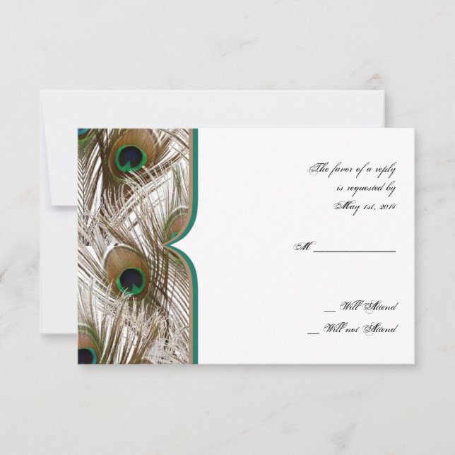 Penas de Peacock com Cartão de Resposta de Frame D (Frente)