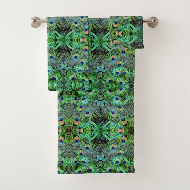 Penas de Peacock do Conjunto de Toalhas de Banho (Insitu)