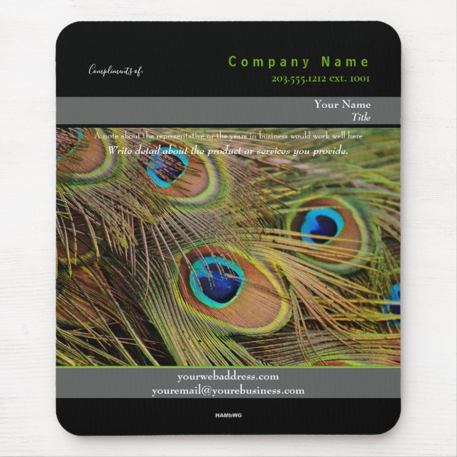 Penas de Peacock do Mousepad do promocional - HAMb (Frente)