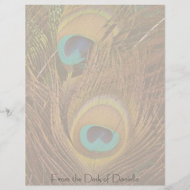 Penas de Peacock Personalizadas Letterhead (Frente)