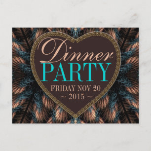 Penas Fractais Teais Jantar Convite de festas