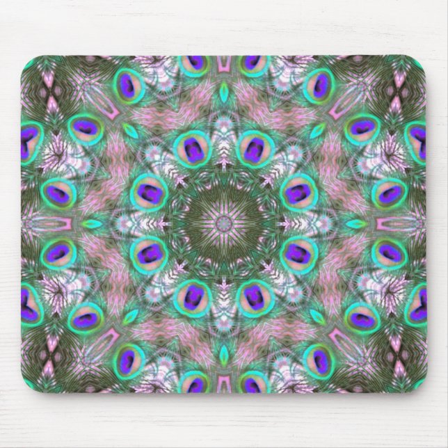 Penas Geométricas de Peacock Mandala Mousepad (Frente)